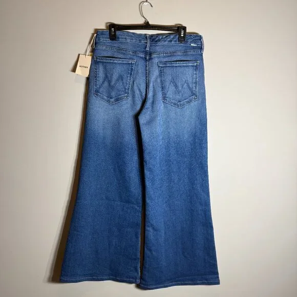 Mother The Roller Fray Wide Leg Denim Jeans Women's 32 Work Hard Play Hard NWT